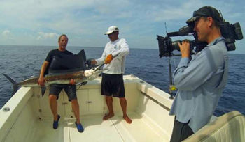 Extreme Fisherman crew filming sailfish release.